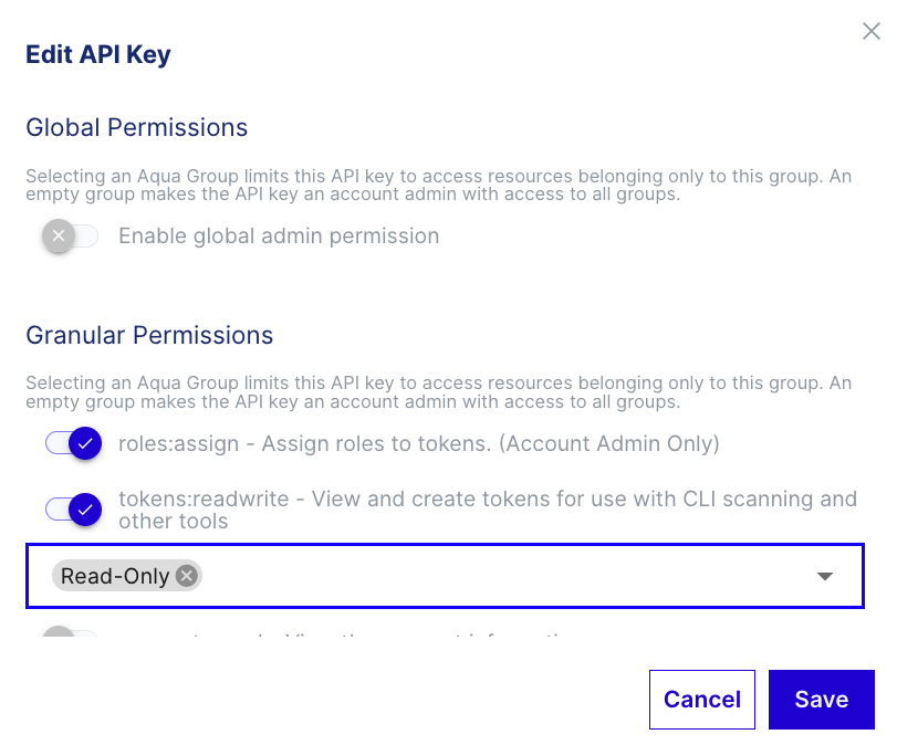 Aqua SaaS permissions