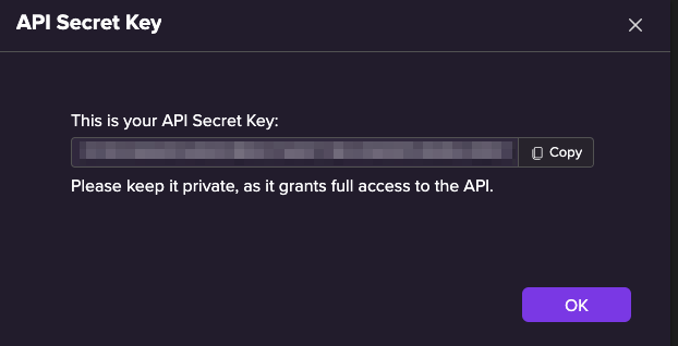 Armis new API key