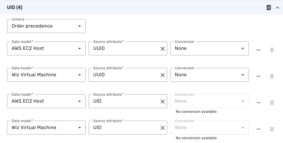 attribute mapping no conversion available