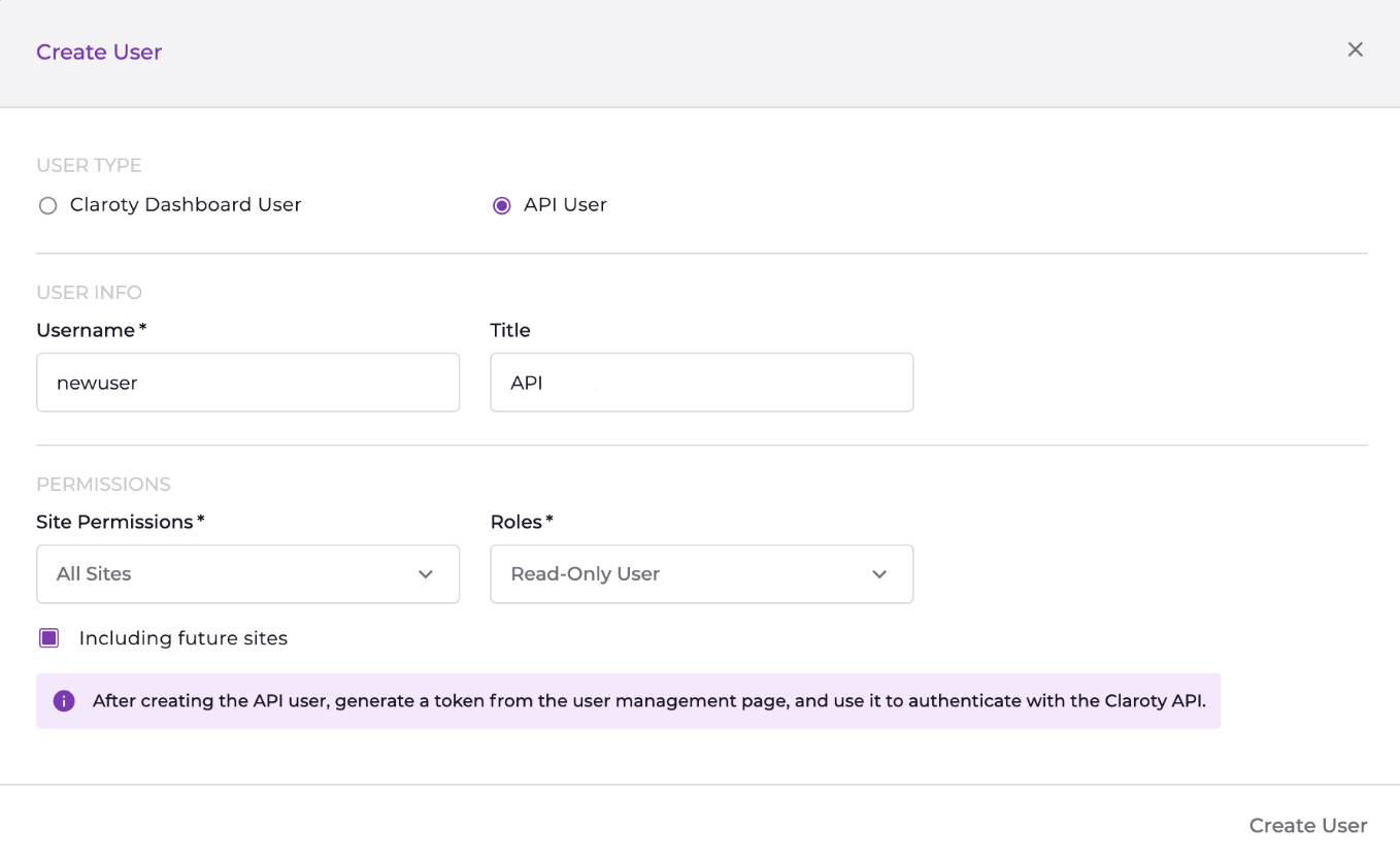 Claroty xDome new user dialog