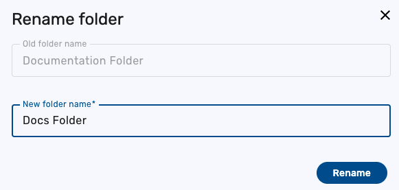Rename dashboard folder dialog