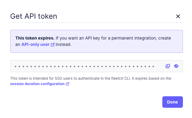 Fleet API token