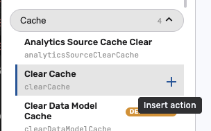 Dragging an action from the sidebar onto the canvas