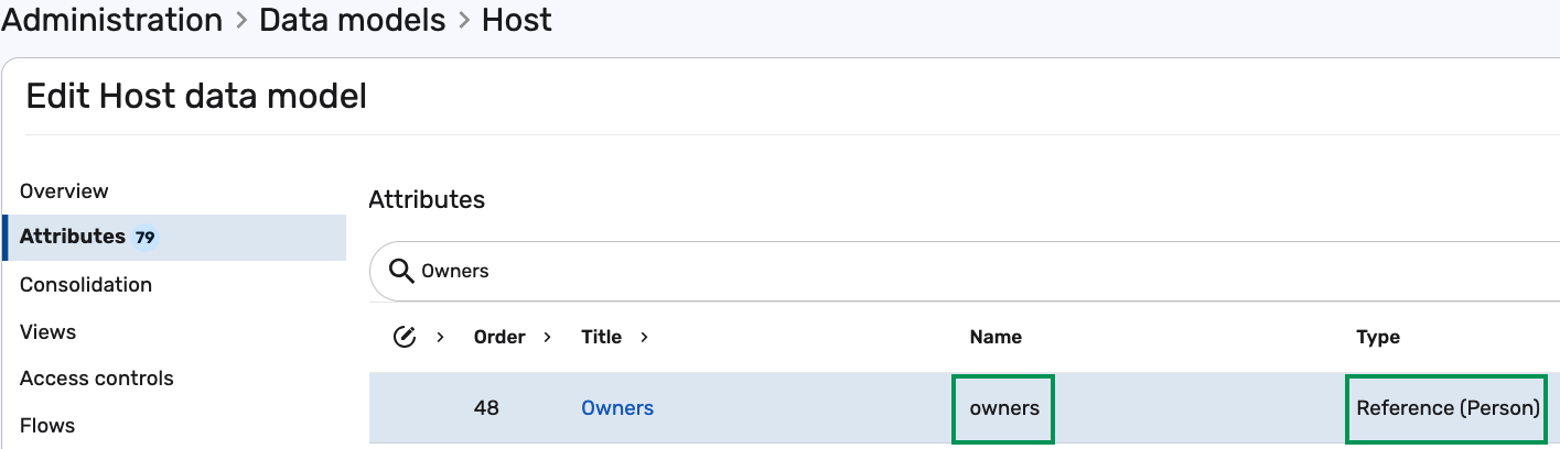 Host -&gt; Owners -&gt; Person reference attribute example