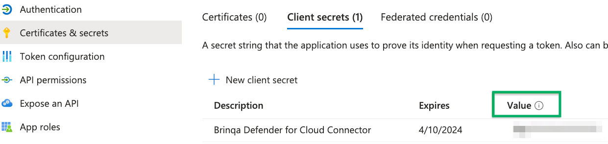 Defender for Cloud new client secret