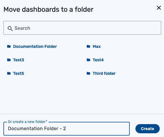 Move dashboards to a folder