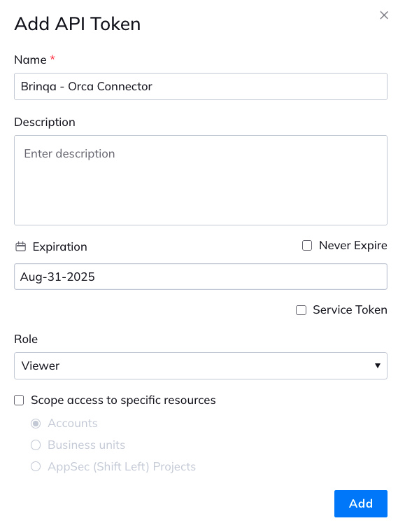 Ora Add API Token