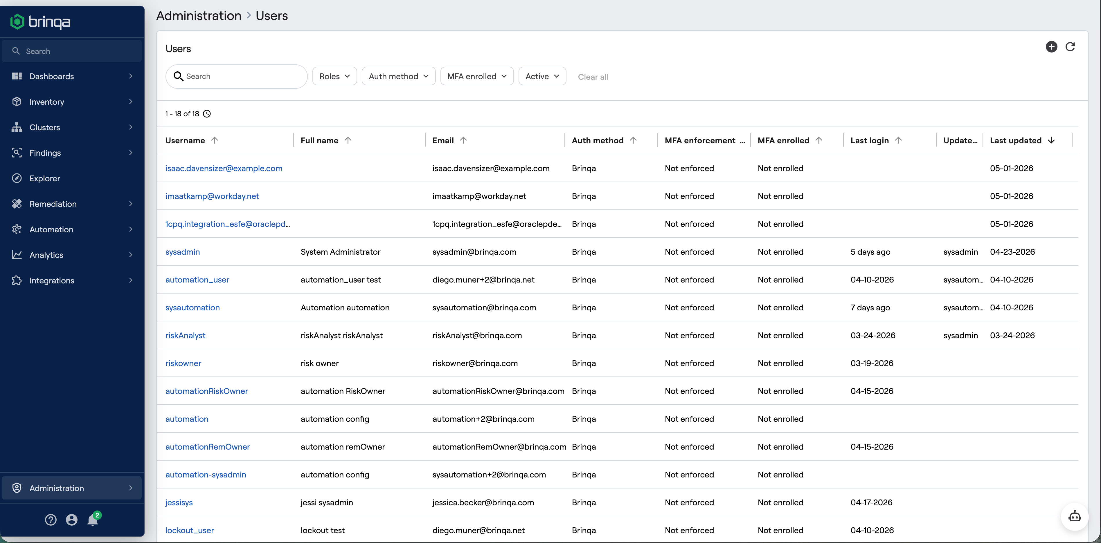 Brinqa sidebar navigation in 12.3