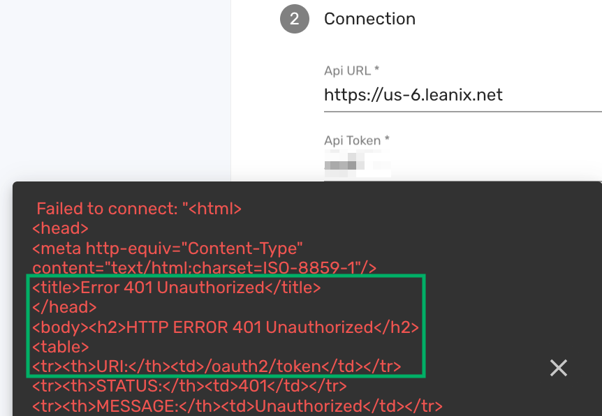 Inaccurate API key error message